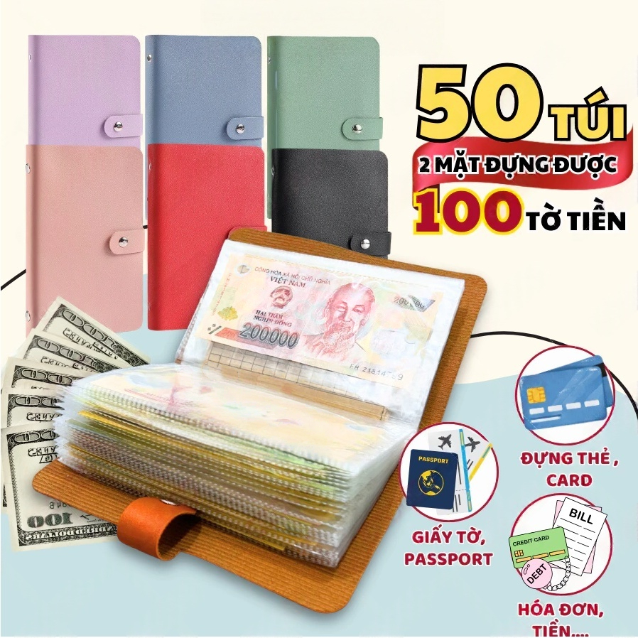 Sổ tay tiết kiệm đựng tiền 100 phong bì tiết kiệm album thử thách 100 ngày album tiết kiệm
