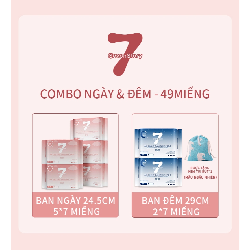【SevonStory ⑦】Combo băng vệ sinh siêu hời, có chip bạc hà mát lạnh – dùng ngày & đêm (245mm/290mm). Thấm hút nhanh, chống tràn, siêu mỏng, thoáng khí. Giao hàng kín đáo, bảo mật thông tin.