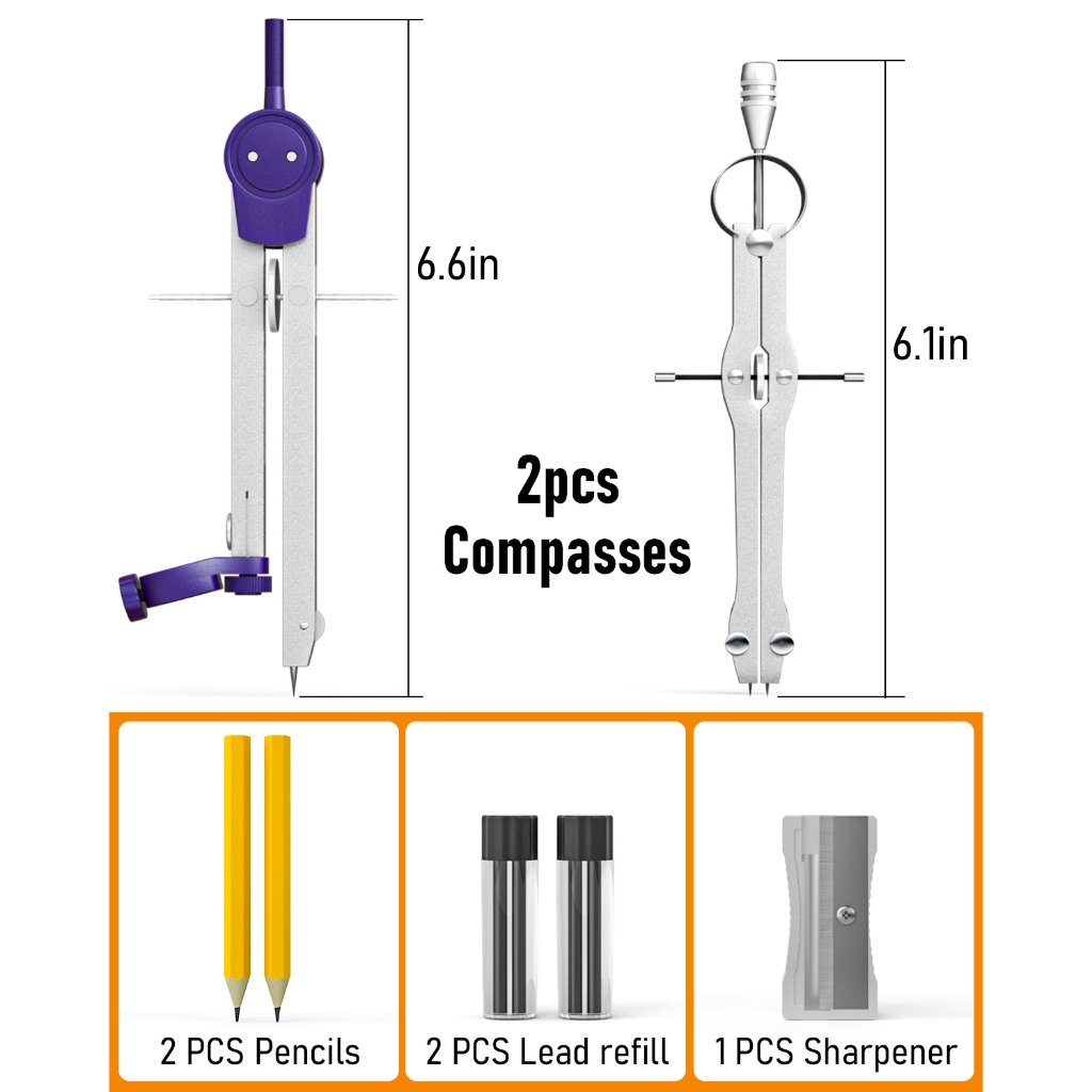 Bộ hình học chuyên nghiệp Nicpro 20 CÁI kèm hộp đựng, Dụng cụ soạn thảo có thước đo và la bàn, Thước kim loại, Tam giác, Bút, Bút chì, Đồ dùng vẽ, Bộ soạn thảo cho kiến trúc sư