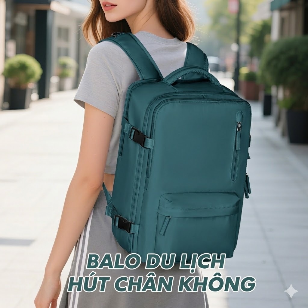 [Tặng Bơm] Balo Du Lịch Nén Chân Không - Tăng 50% Dung Tích, Chống Nước, Có Ngăn Chống Trộm Cao Cấp