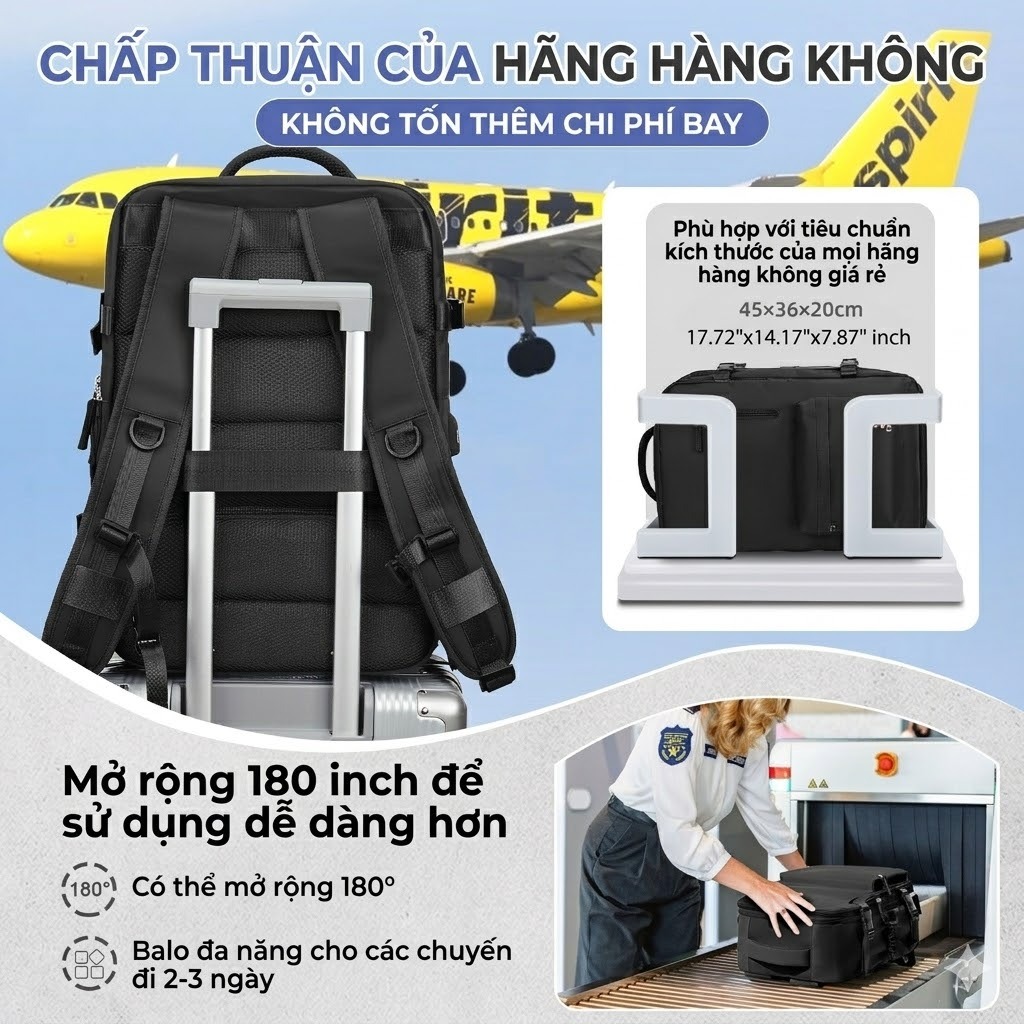 [TẶNG BƠM] Balo Du Lịch Nén Chân Không Thông Minh, Balo Laptop Chống Trộm Chống Nước, Tiết Kiệm 50% Diện Tích [MỚI]
