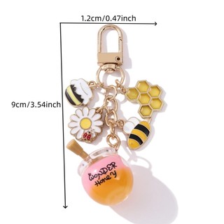 1 Máy Tính Dễ Thương Mật Ong Ong Tổ Hoa Men Móc Khóa 3D Động Vật Ba Chiều Nông Thôn Thu Hoạch Phong Cách Móc Khóa Cho Handmade DIY