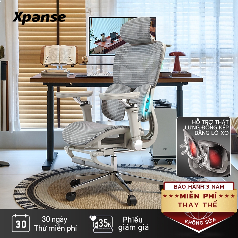 Ghế văn phòng Xpanse T9 hệ thống đuổi lưng độc lập hai vùng bằng lò xo | ghế game gaming | ghế công thái học