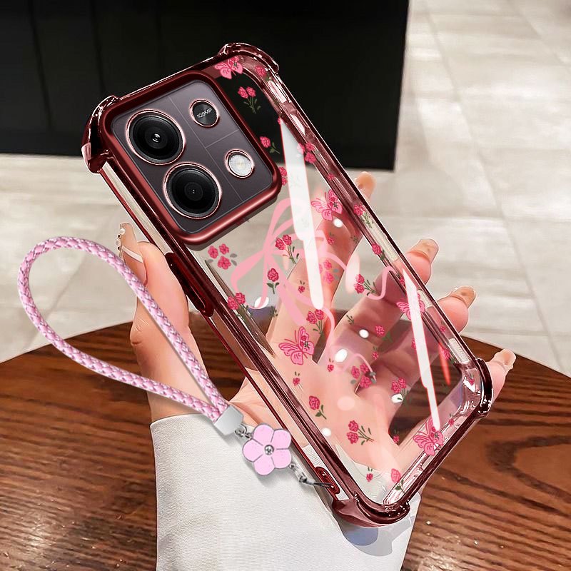 Ốp lưng VRQR cho Oppo A6 Pro 5G 4G A6X A6i A6T A6S A6 4G 5G Ốp điện thoại chống rơi trong suốt có dây hoa