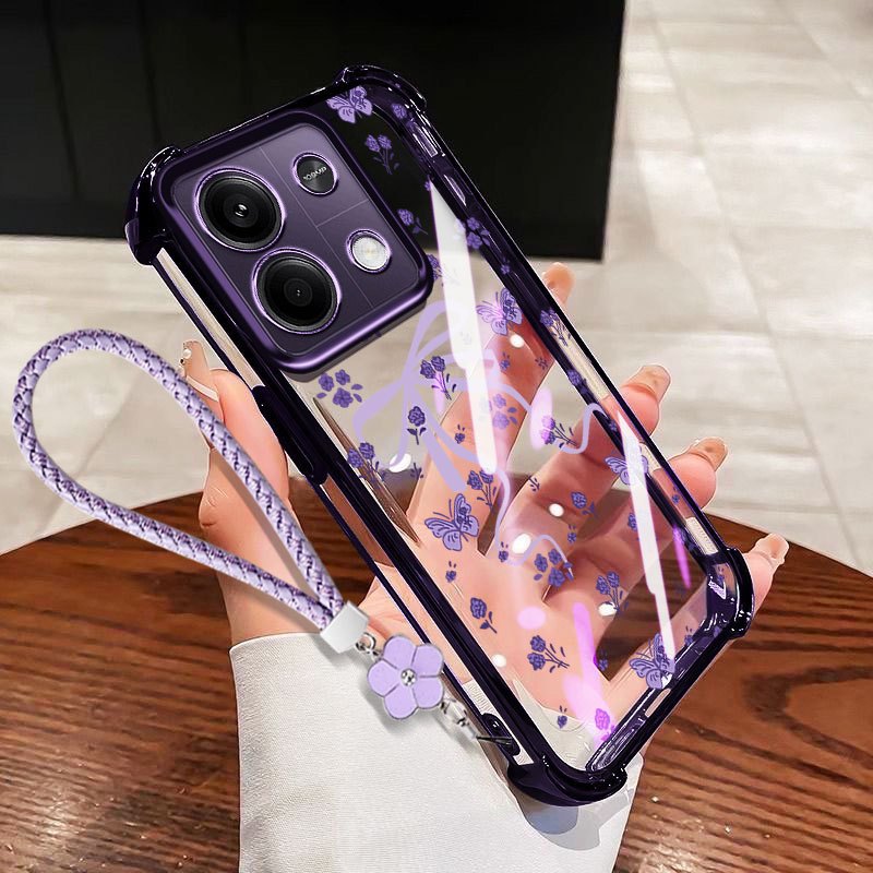 Ốp lưng VRQR cho Oppo A6 Pro 5G 4G A6X A6i A6T A6S A6 4G 5G Ốp điện thoại chống rơi trong suốt có dây hoa