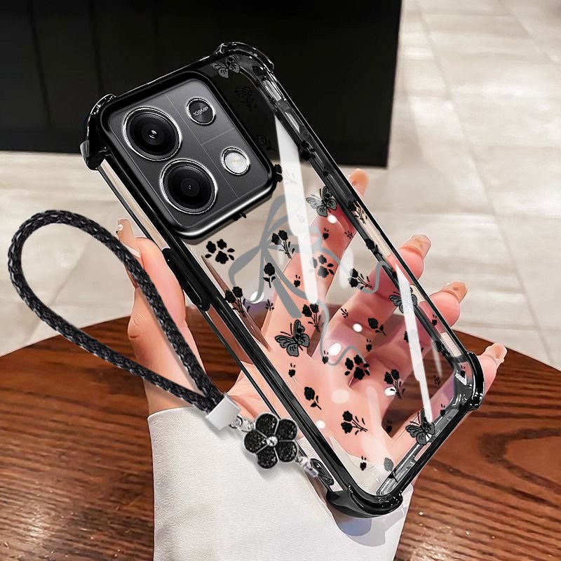 Ốp lưng VRQR cho Oppo A6 Pro 5G 4G A6X A6i A6T A6S A6 4G 5G Ốp điện thoại chống rơi trong suốt có dây hoa