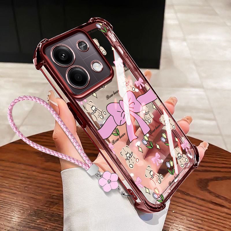 Ốp lưng VRQR cho Oppo A6 Pro 5G 4G A6X A6i A6T A6S A6 4G 5G Ốp điện thoại chống rơi trong suốt có dây hoa