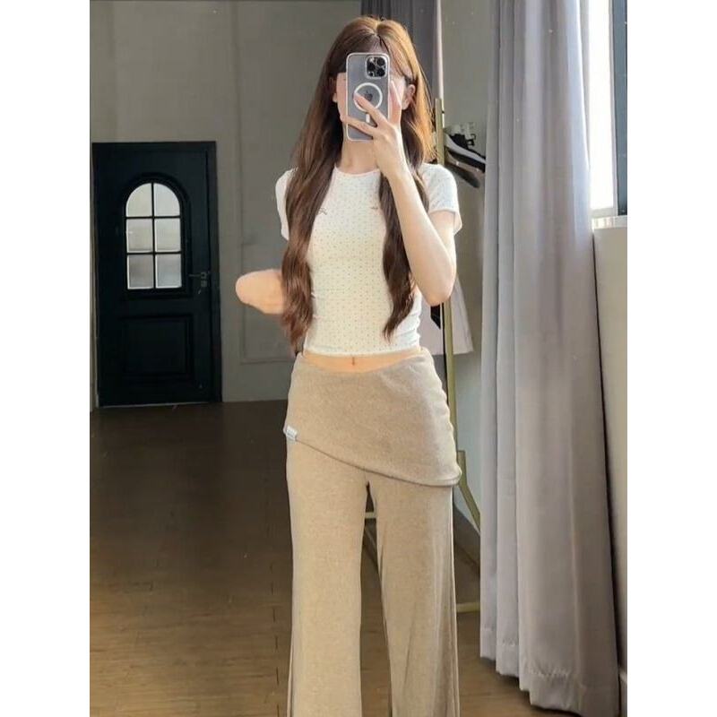 [BANKO] Áo sơ mi nữ mùa hè, form slimmer, họa tiết chấm bi, cổ tròn tay ngắn