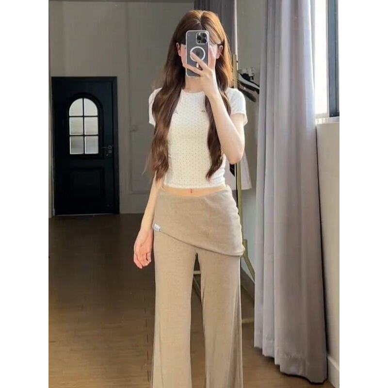 [BANKO] Áo sơ mi nữ mùa hè, form slimmer, họa tiết chấm bi, cổ tròn tay ngắn