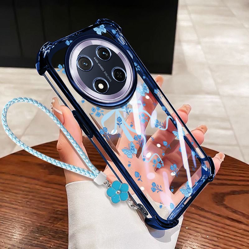 VRQR Dành Cho Huawei Honor X9D X9C X9B 5G Magic 8 7 6 Lite 5G Nhỏ Nơ Tươi Trong Suốt Chống Rơi Vỏ Điện Thoại Có Dây Hoa