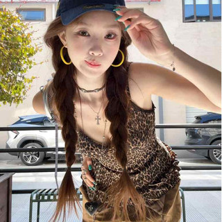 Áo sơ mi da báo nữ thời trang mùa hè thiết kế niche cổ dây không tay
