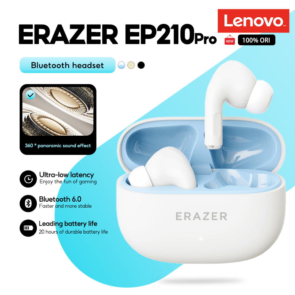 Tai nghe Bluetooth Lenovo ERAZER EP210 ProTWS Bluetooth 6.0 Tai nghe chơi game có độ trễ thấp 360° Pin âm thanh nổi 20H