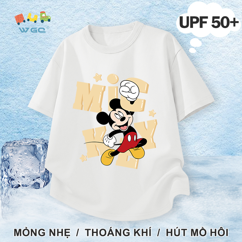 W.G.Q Áo thun bé gái / bé trai，Phong cách mới mùa hè với in Disney，có chức năng chống nắng UPF50 +，Hấp thụ mồ hôi thoáng khí thoải mái mát mẻ