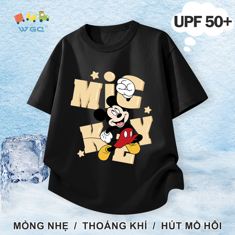 W.G.Q Áo thun bé gái / bé trai，Phong cách mới mùa hè với in Disney，có chức năng chống nắng UPF50 +，Hấp thụ mồ hôi thoáng khí thoải mái mát mẻ