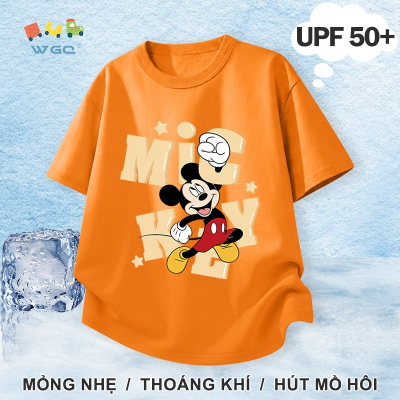 W.G.Q Áo thun bé gái / bé trai，Phong cách mới mùa hè với in Disney，có chức năng chống nắng UPF50 +，Hấp thụ mồ hôi thoáng khí thoải mái mát mẻ