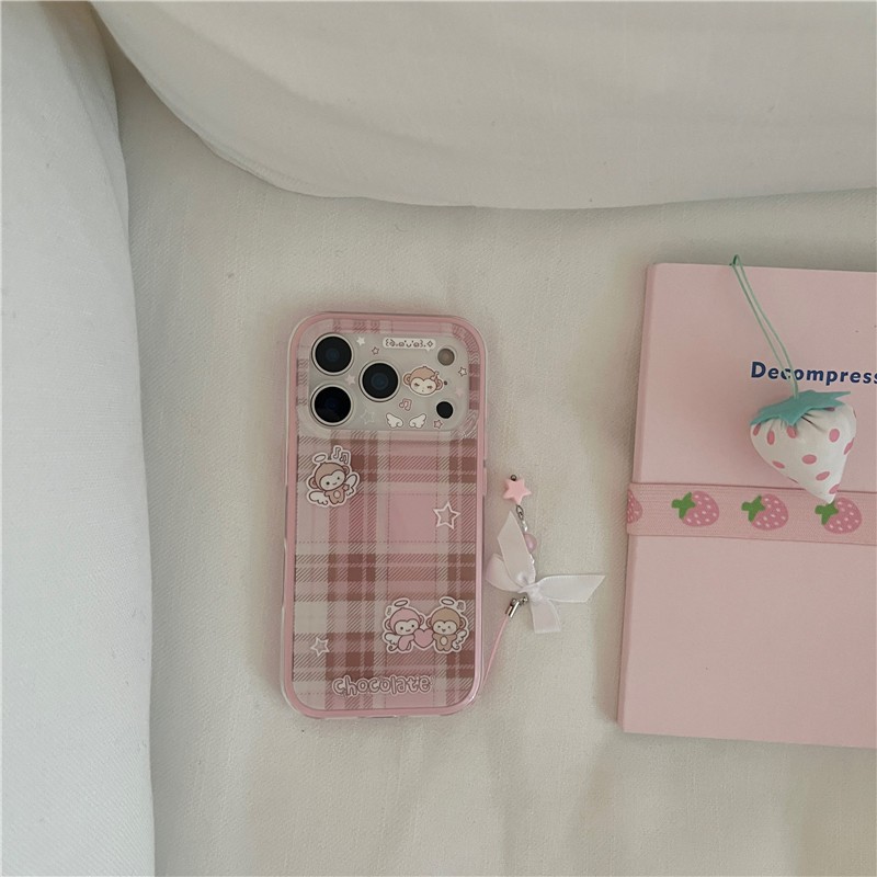 IPhone 17 Pro max Họa tiết khỉ sọc Flannel TPU materia IMD xử lý Vỏ điện thoại