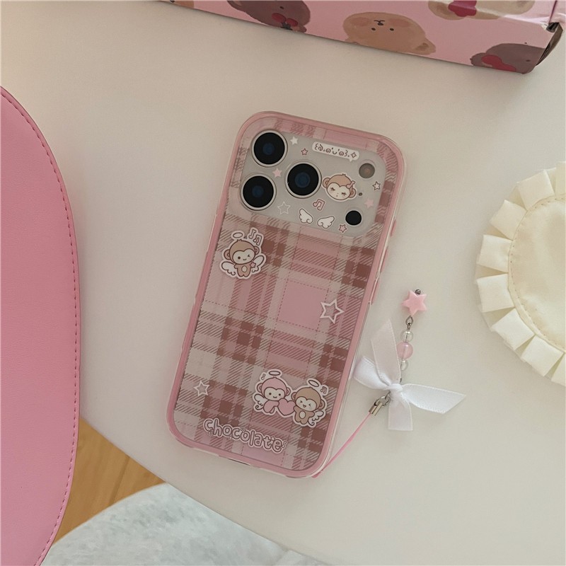 IPhone 17 Pro max Họa tiết khỉ sọc Flannel TPU materia IMD xử lý Vỏ điện thoại