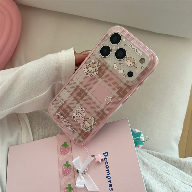 IPhone 17 Pro max Họa tiết khỉ sọc Flannel TPU materia IMD xử lý Vỏ điện thoại