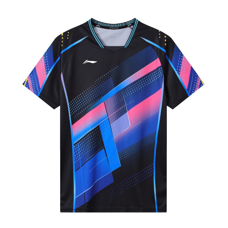Tay ngắn Li Ning, áo thể thao thoáng khí cho bóng bàn và chạy bộ