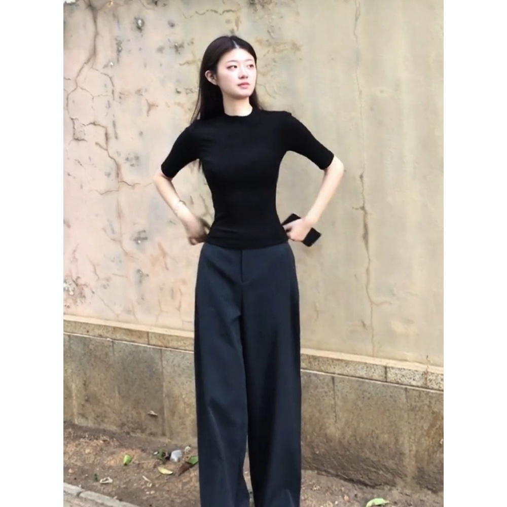 【BANKO】Áo Thun Nữ Hẹp Ôm Màu Đen, Phong Cách Mới Cho Mùa Hè