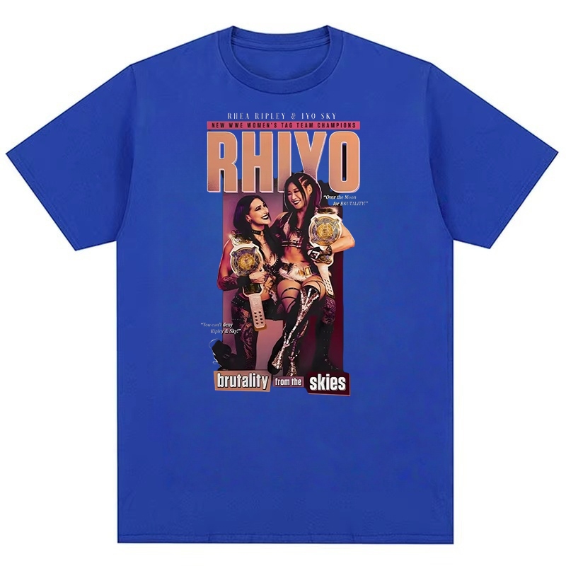 2026 Mới Rhea Ripley & Iyo Sky Đấu Vật Họa Tiết Y2k Thời Trang Nam Phố Cotton Áo Thun