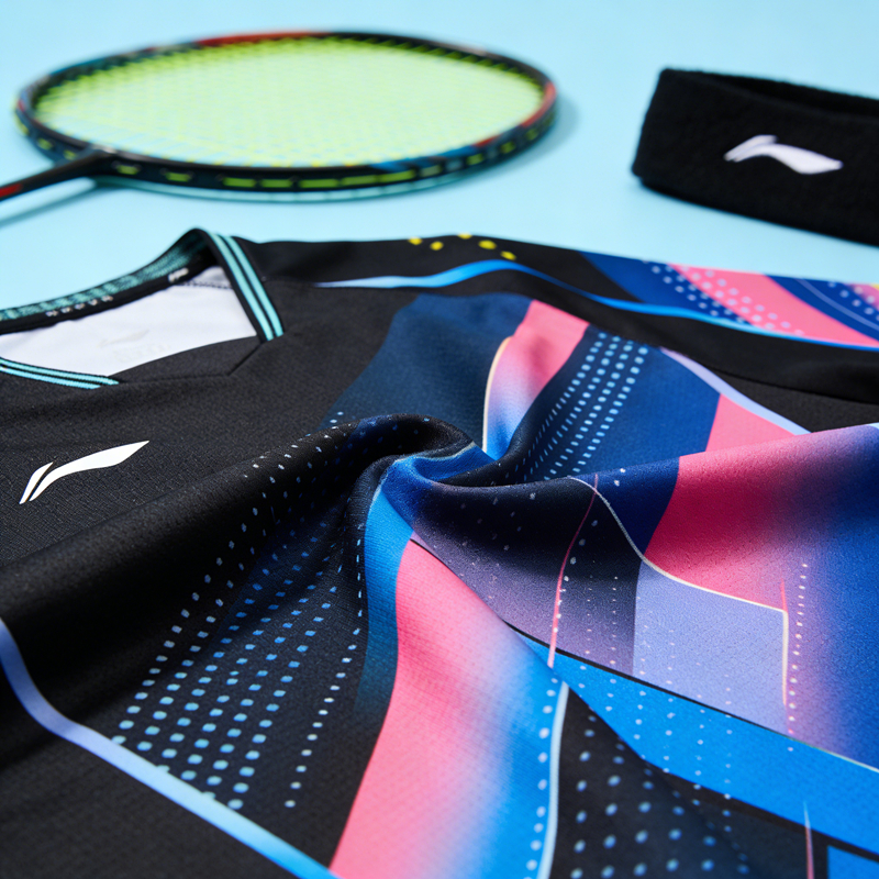 Tay ngắn Li Ning, áo thể thao thoáng khí cho bóng bàn và chạy bộ