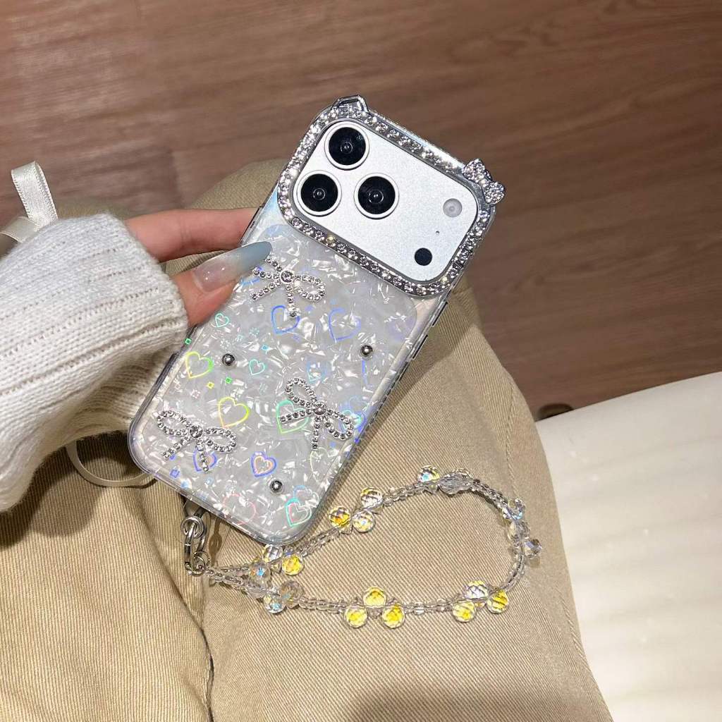 Trái tim Laser Nơ có dây buộc cứng tương thích với iPhone 11 pro max 12pro max 13 pro max 14 pro max 15 pro max 16 pro max 17pro max