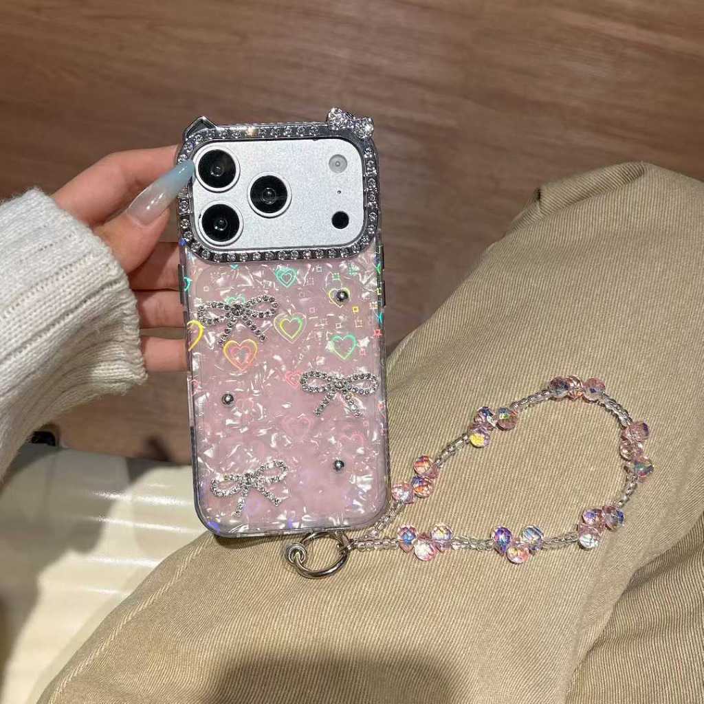 Trái tim Laser Nơ có dây buộc cứng tương thích với iPhone 11 pro max 12pro max 13 pro max 14 pro max 15 pro max 16 pro max 17pro max
