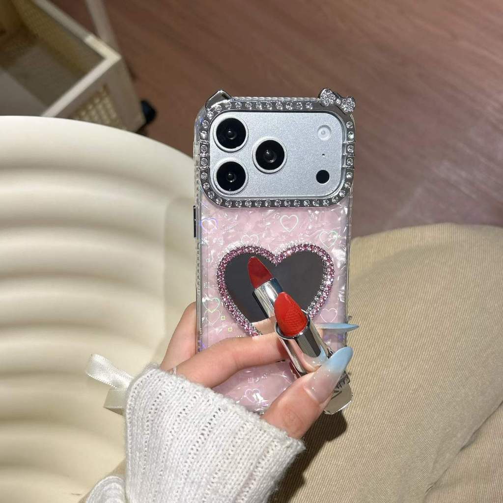 Ốp lưng cứng hình trái tim lấp lánh tương thích với iPhone 11 pro max 12pro max 13 pro max 14 pro max 15 pro max 16 pro max 17pro max