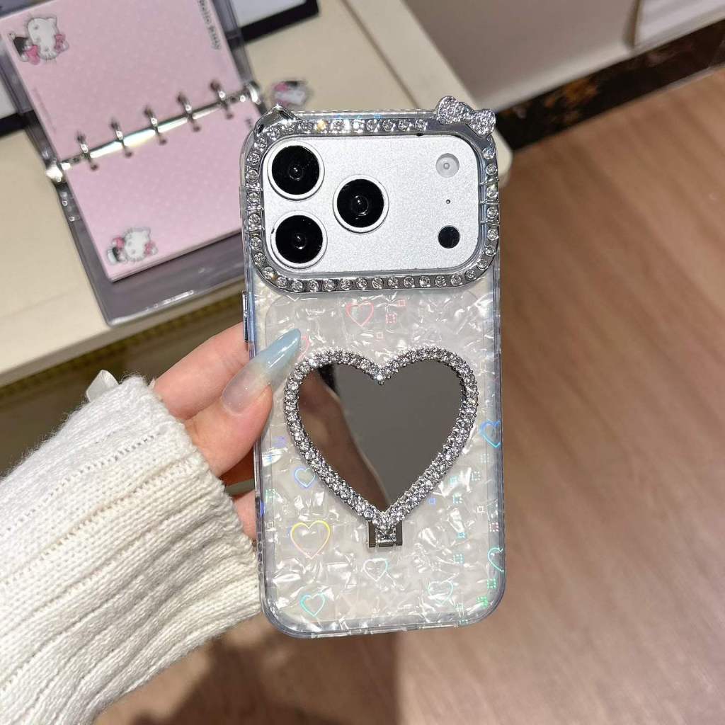 Ốp lưng cứng hình trái tim lấp lánh tương thích với iPhone 11 pro max 12pro max 13 pro max 14 pro max 15 pro max 16 pro max 17pro max