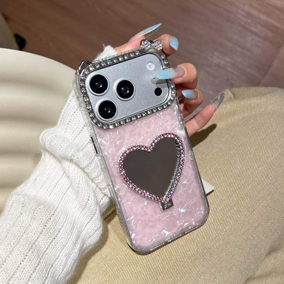 Ốp lưng cứng hình trái tim lấp lánh tương thích với iPhone 11 pro max 12pro max 13 pro max 14 pro max 15 pro max 16 pro max 17pro max