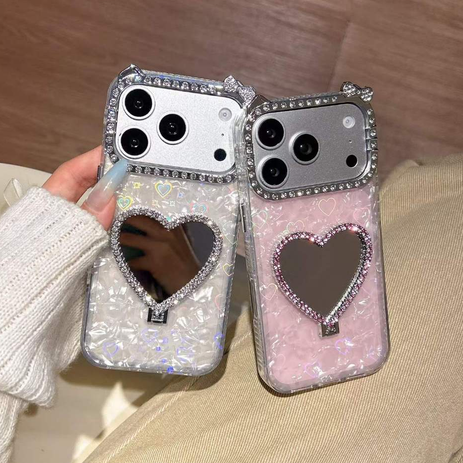 Ốp lưng cứng hình trái tim lấp lánh tương thích với iPhone 11 pro max 12pro max 13 pro max 14 pro max 15 pro max 16 pro max 17pro max