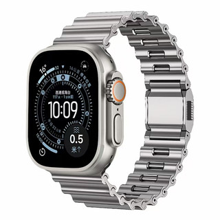 Dây đeo bằng thép không gỉ hình sóng cho iwatch Series Ultra / 11 / 10 / 9, 22 dây đeo đồng hồ phổ thông, thích hợp cho Samsung watch8 / watch7 Ultra 47mm
