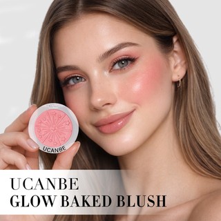 UCANBE Baked Blush for Cheek, Glow Blushing Palette - Bảng trang điểm phấn má hồng hỗn hợp mịn màng liền mạch, mang lại làn da bánh lái tự nhiên lâu trôi