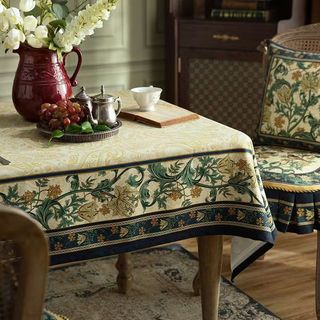 Khăn trải bàn bằng vải lanh Cotton sang trọng American Retro - Chống thấm nước, hình chữ nhật, dành cho bàn ăn / bàn cà phê, phong cách cao cấp