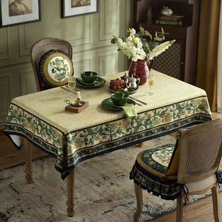 Khăn trải bàn bằng vải lanh Cotton sang trọng American Retro - Chống thấm nước, hình chữ nhật, dành cho bàn ăn / bàn cà phê, phong cách cao cấp