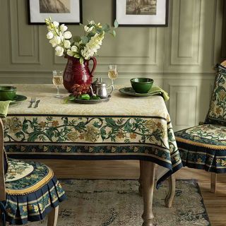 Khăn trải bàn bằng vải lanh Cotton sang trọng American Retro - Chống thấm nước, hình chữ nhật, dành cho bàn ăn / bàn cà phê, phong cách cao cấp