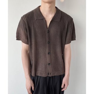 Cũ Phong Cách Tiền Mặc Rỗng Dệt Kim Cardigan Nam Gợi Cảm Nhìn Xuyên Qua Áo Sơ Mi Tay Ngắn Mỹ Retro Gạc Áo Sơ Mi Ren