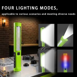 Đèn pin LED COB đa năng - Gấp lại được, từ tính - Phù hợp cho công việc, sửa xe hơi và đèn cảnh báo màu đỏ/xanh