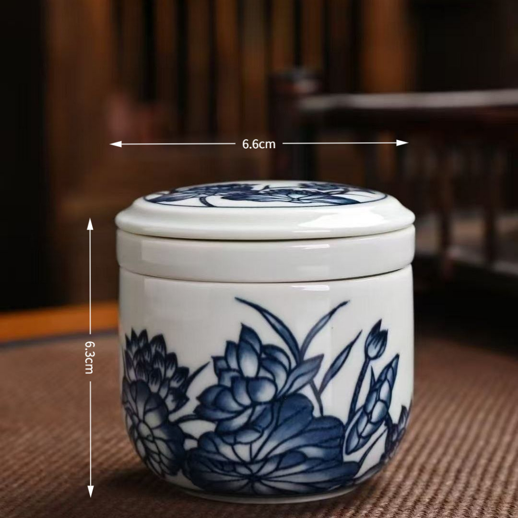Xanh Trắng Gốm Sứ Nhỏ Cốc Trà Di Động Một Nồi Một Cốc Văn Phòng Một Người Uống Trà Nhanh Cốc Có Nắp Lọc