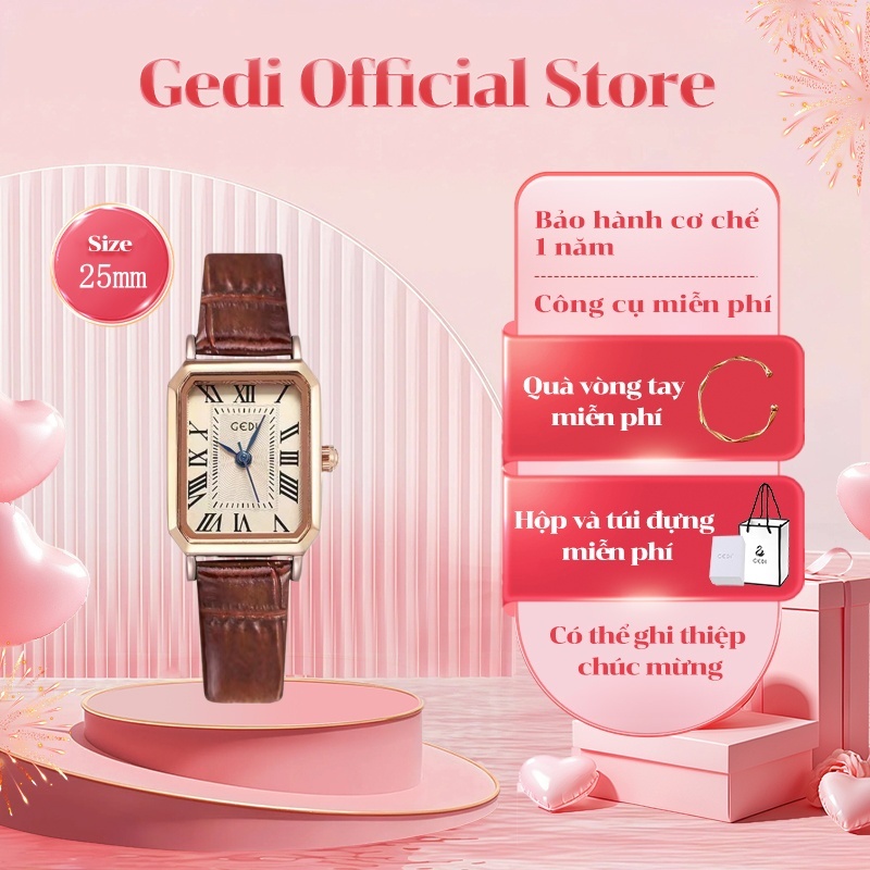 Đồng hồ đeo tay Gedi 82012 chống thấm nước kiểu dáng thời trang cho nữ