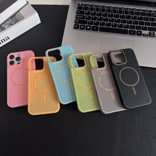 Dành Cho iPhone 16 Pro Max 15 Pro Max 16 12 Pro 14 Plus 13 Ốp Điện Thoại, Nhiều Màu Sắc, Thoáng Khí, Tản Nhiệt, Hút Từ Tính, Chống Rơi, Chống Sốc, PC Đơn Giản Bảo Vệ Điện Thoại