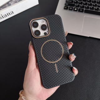 Dành Cho iPhone 16 Pro Max 15 Pro Max 16 12 Pro 14 Plus 13 Ốp Điện Thoại, Nhiều Màu Sắc, Thoáng Khí, Tản Nhiệt, Hút Từ Tính, Chống Rơi, Chống Sốc, PC Đơn Giản Bảo Vệ Điện Thoại