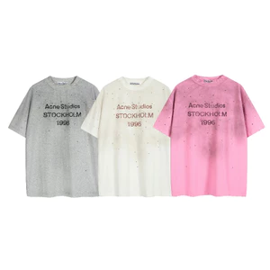 Áo thun ngắn tay Unisex có Logo AC Phong cách kim cương giả in họa tiết đau khổ cổ điển