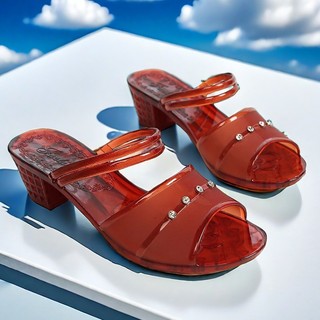 [Thoáng Khí Nhẹ] Dép Phong Cách Mới Nữ Mặc Ngoài Dép Pha Lê Bán Chạy Thời Trang Nữ Mùa Hè Jelly Influencer Flip-Flops Nâng Cao Hai @ -