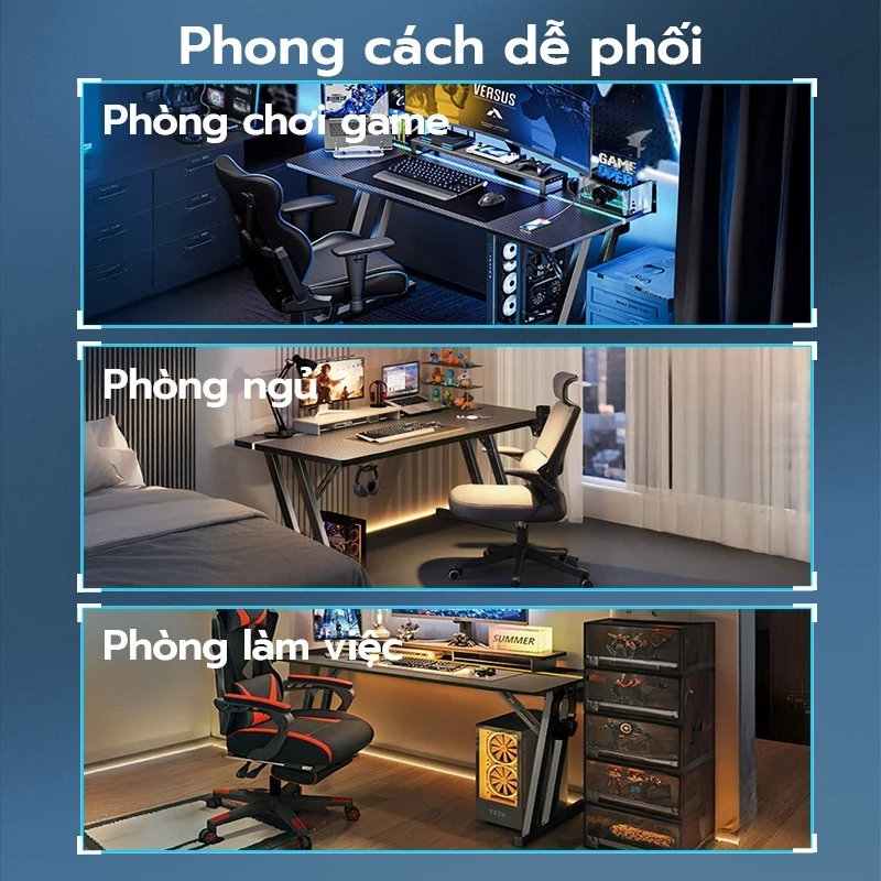 Xpanse F3 bàn gaming nắp lật giấu dây,mặt bàn carbon chống trầy xước, chữ ZK|bàn làm việc | làm việc văn phòng