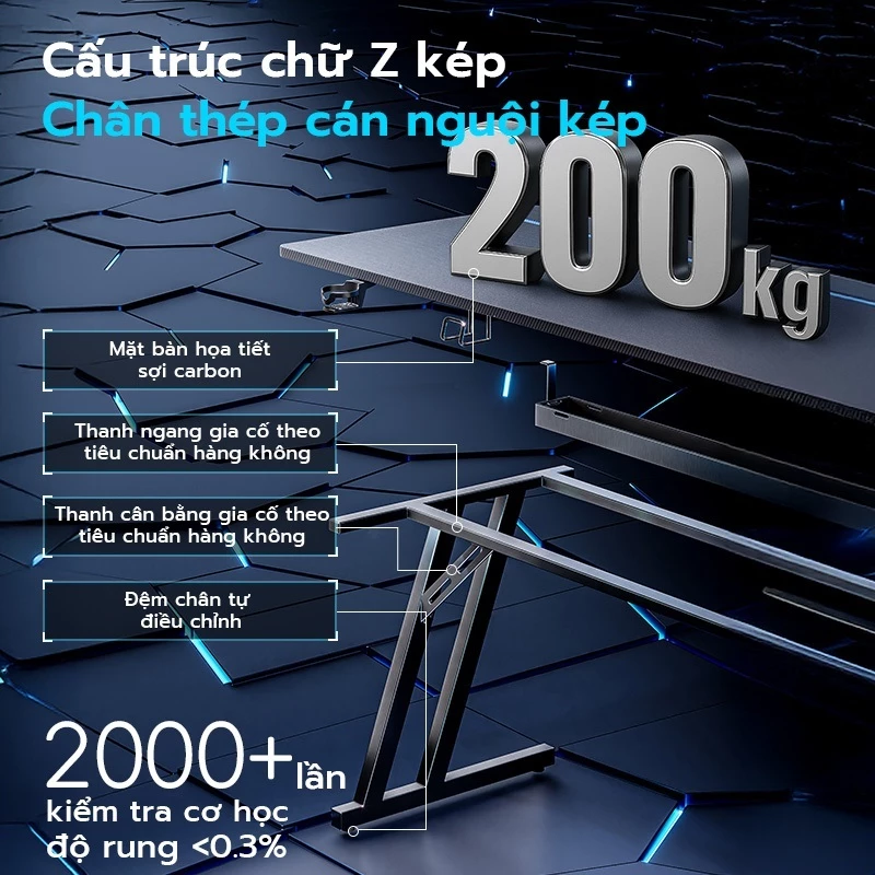 Xpanse F3 bàn gaming nắp lật giấu dây,mặt bàn carbon chống trầy xước, chữ ZK|bàn làm việc | làm việc văn phòng