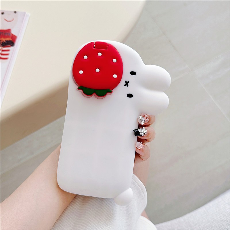 Ốp điện thoại silicon gel materia hình thỏ dâu tây cho iPhone 17 Pro max