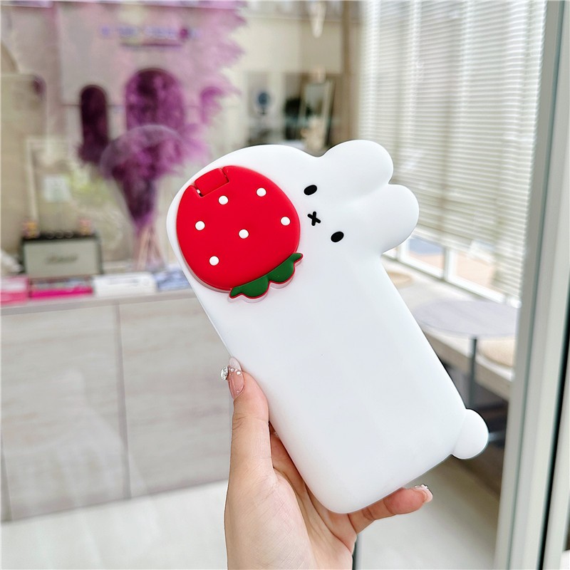 Ốp điện thoại silicon gel materia hình thỏ dâu tây cho iPhone 17 Pro max