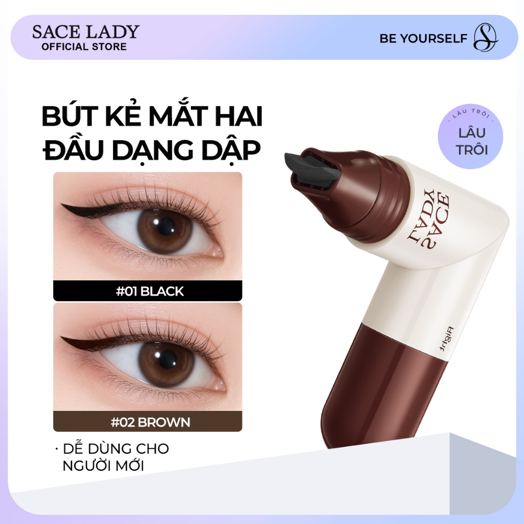 SACELADY Bút kẻ mắt hai đầu lâu trôi tiện dụng dạng in cả mắt trái & phải 2,8g